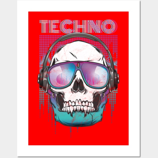 Techno Cool Skull Head Wall Art by avshirtnation